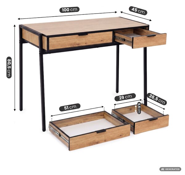 Ak furniture Písací stôl Zentia 100 cm čierny/dub Craft