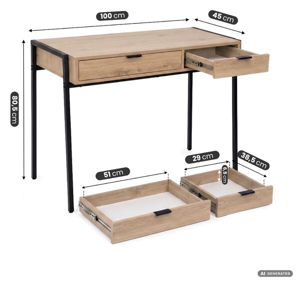 Ak furniture Písací stôl Zentia 100 cm čierny/dub Artisan