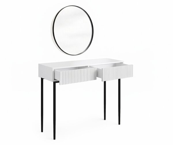 Toaletný stolík Nicole so zrkadlom 60 cm - biely mat / čierna
