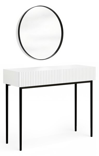 Toaletný stolík Nicole so zrkadlom 60 cm - biely mat / čierna