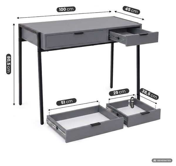Ak furniture Písací stôl Zentia 100 cm čierny/grafit