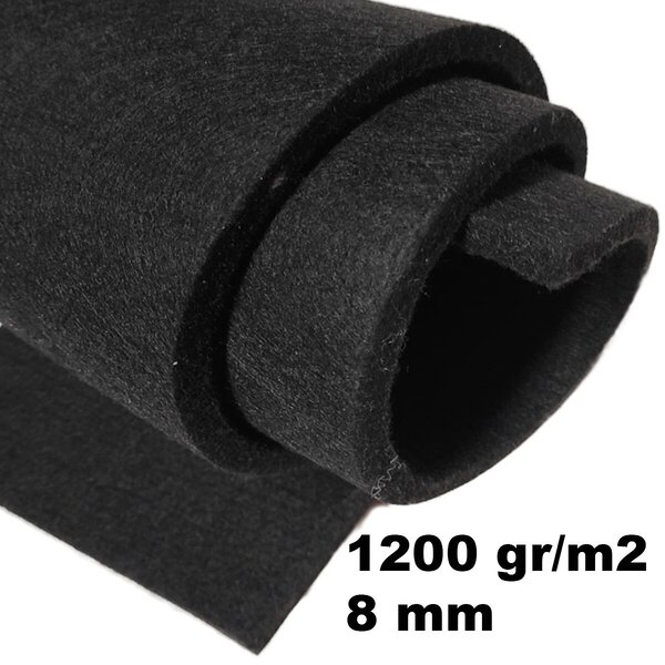 Technický filc 8 mm, farba čierna, metráž 160 cm