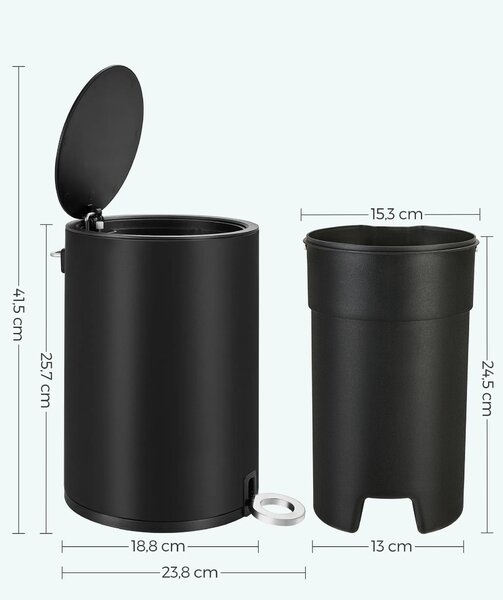 SONGMICS Kôš na odpadky Triol 3 L čierny