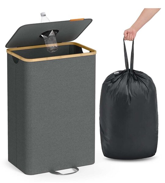 SONGMICS Kôš na PET fľaše Nikodem 95 L sivý