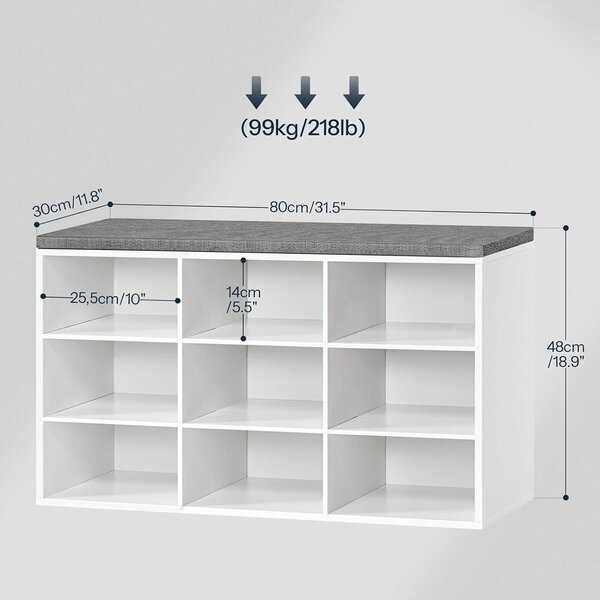Botník Vasagle Endersen 80 cm biely/sivý