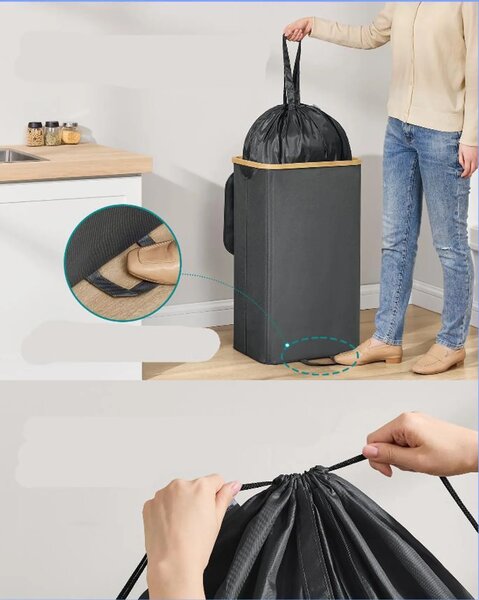 SONGMICS Kôš na PET fľaše Nikodem 95 L sivý