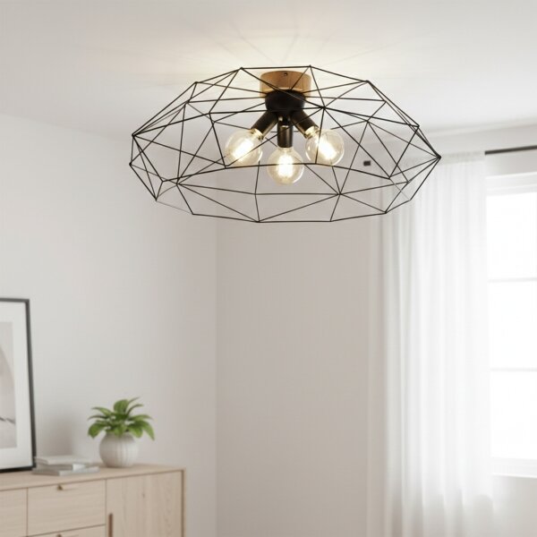 Brilagi - Stropné svietidlo WOODY BASKET 3xE27/60W/230V, priemer 80 cm, dub