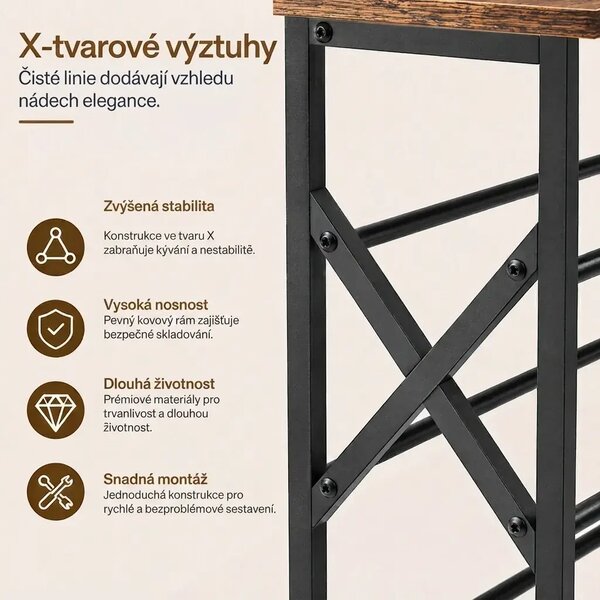 Botník Vasagle Tres 75 cm čierny/hnedý
