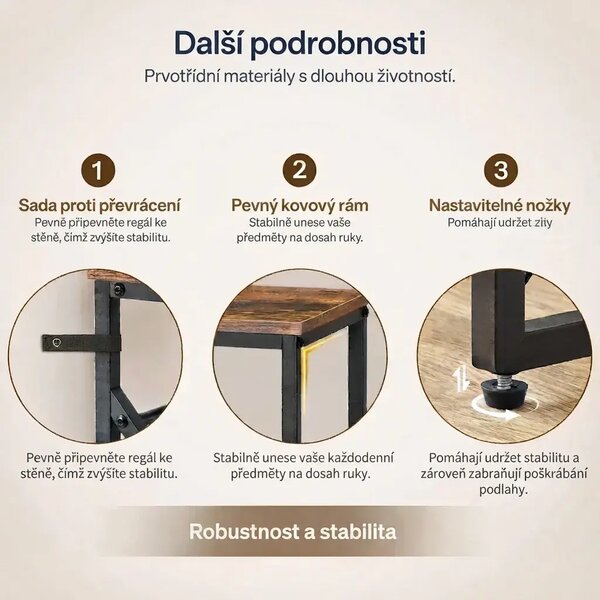Botník Vasagle Tres 75 cm čierny/hnedý