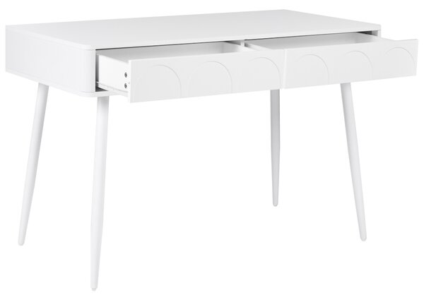 Písací stôl biely drevotrieska 120 x 60 cm so zásuvkami minimalistický dizajn