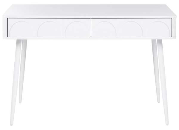 Písací stôl biely drevotrieska 120 x 60 cm so zásuvkami minimalistický dizajn