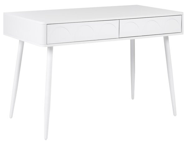 Písací stôl biely drevotrieska 120 x 60 cm so zásuvkami minimalistický dizajn
