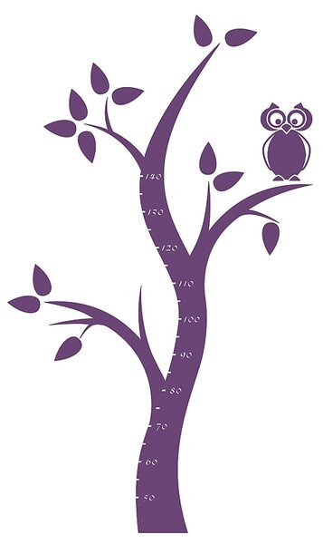Strom s listami - nástenný meter pre deti fialová