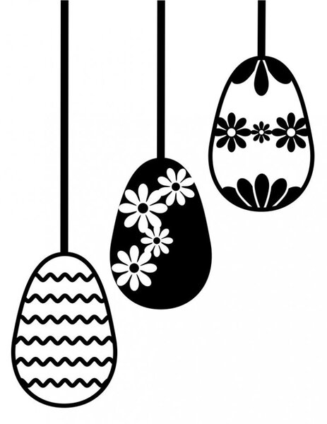 Tradiční velikonoční vajíčka - velikonoční samolepky na okno tmavo modrá