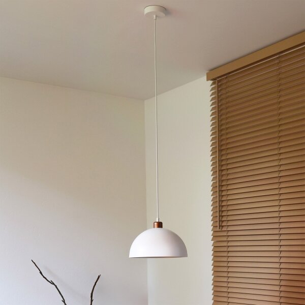 Duolla - Luster na lanku IRONLINE 1xE27/15W/230V pr. 27 cm biela/medená