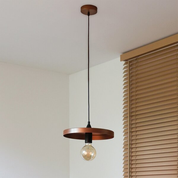 Duolla - Luster na lanku IRONLINE 1xE27/15W/230V pr. 30 cm medená/čierna