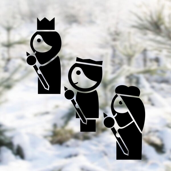Tři králové - vánoční samolepky na okno biela