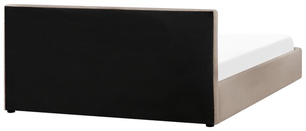 Posteľ s úložným priestorom sivobéžová buklé čalúnenie 180 x 200 cm s čelom moderný štýl spálňa