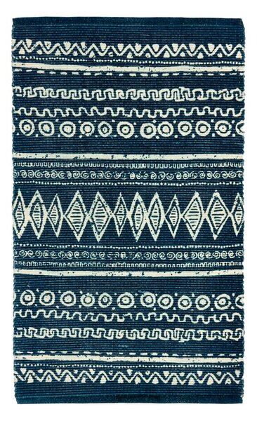 Modro-biely bavlnený koberec Webtappeti Ethnic, 55 x 180 cm