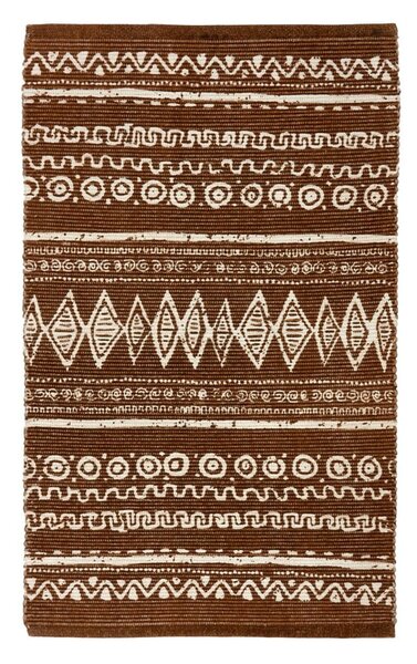 Hnedo-biely bavlnený koberec Webtappeti Ethnic, 55 x 180 cm