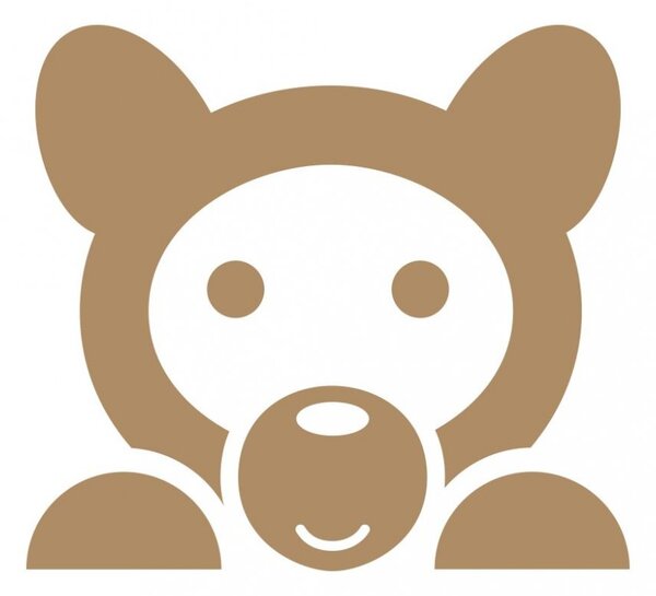 Vykukující medvídek - dětské samolepky na zeď lesní zvířátka svetlo hnedá