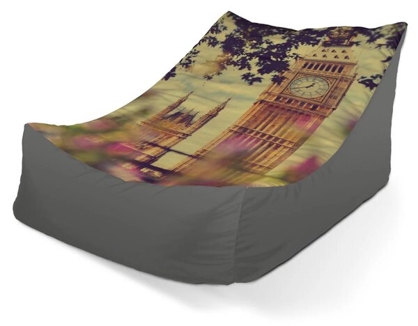 Sablio Sedací vak Lounge Londýn Big Ben Flowers - 80 x 95 x 50 cm