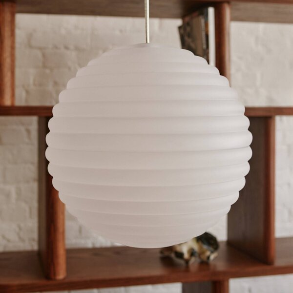 Tom Dixon LED závesné svietidlo Press Sphere, matné, Ø 30 cm, Biela / opálová, Obývacia izba / jedáleň, Sklo, Dizajn