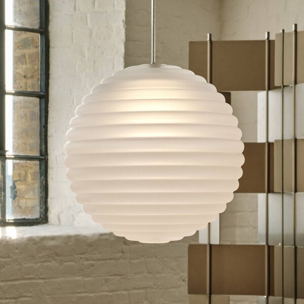 Tom Dixon LED závesné svietidlo Press Sphere, matné, Ø 30 cm, Biela / opálová, Obývacia izba / jedáleň, Sklo, Dizajn