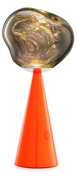 Tom Dixon LED stolová lampa na batérie Melt fluoro/červená Výška 29 cm IP44, Červená, Obývacia izba / jedáleň, Plast, Dizajn, Stojacie svietidlo