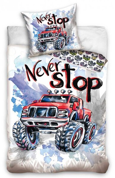 TipTrade Bavlnené obliečky 140x200 + 70x90 cm - Monster truck never stop