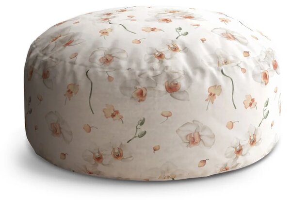 Sablio Taburet Circle Biela orchidea: 38x48 cm