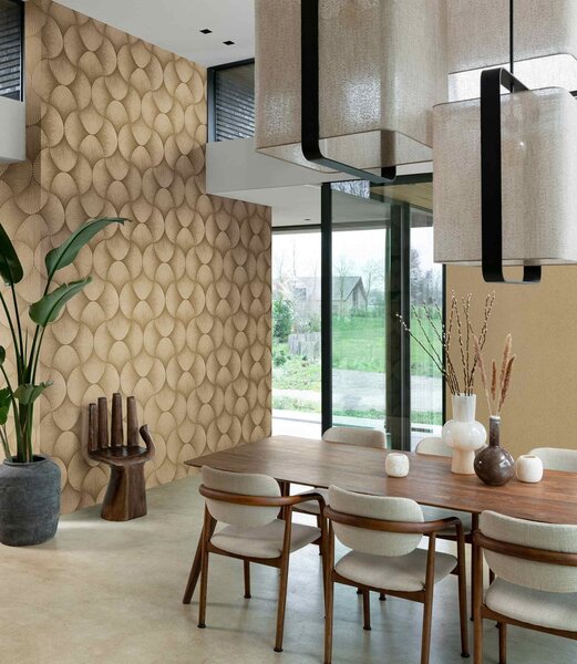 RASCH | Vliesová tapeta na stenu Sky Lounge 608243 | 0,53 x 10,05 m | zlatá, hnedá