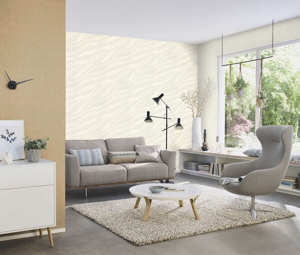 RASCH | Vliesová tapeta na stenu Sky Lounge 608014 | 0,53 x 10,05 m | krémová, béžová
