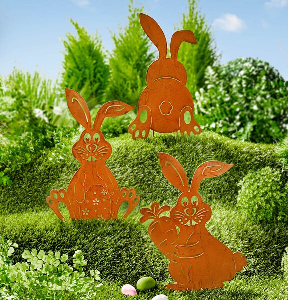 Záhradný zápich Zajace, súprava 3 ks