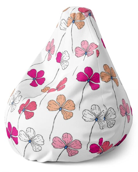 Sablio Sedací vak Pear Ružové kvietie - 70 x 95 x 15 cm