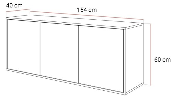 ZÁVESNÁ KOMODA ALWIN KAŠMÍR VYSOKÝ LESK 154 cm