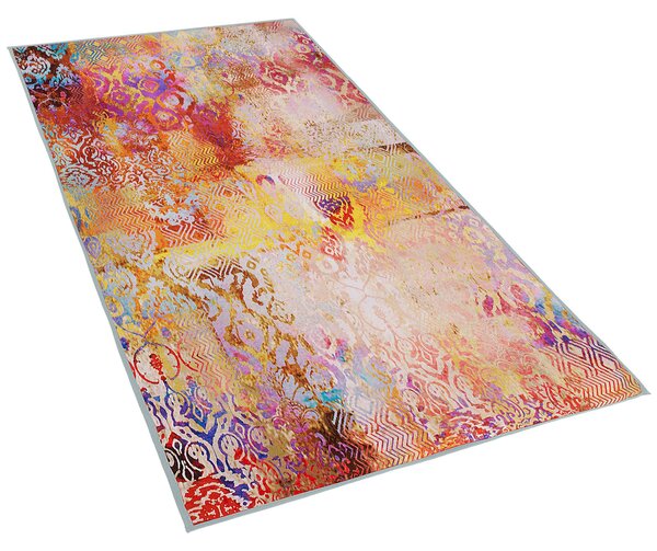 Koberec viacfarebný polyesterový 80 x 150 cm farebný abstraktný vzor pogumovaná spodná strana