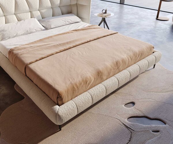 DELIFE Čalúnená posteľ Capujo 180x200 cm bouclé bielo-krémová
