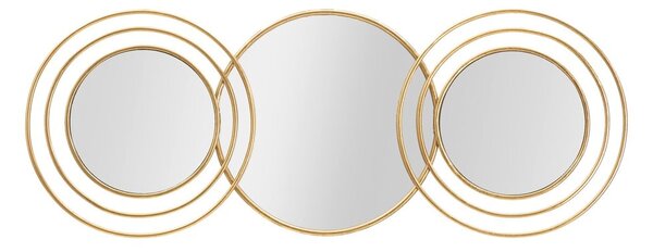 Nástenné zrkadlo v zlatom dekore Mauro Ferretti Triply Round, 79 x 30 cm