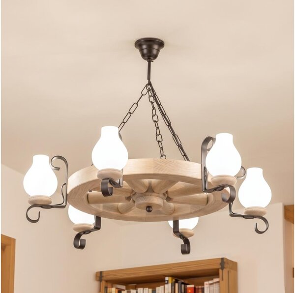 Brilagi - Luster na reťazi ROATA 6xE14/40W/230V dubový