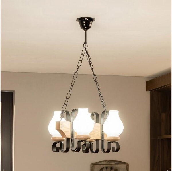 Brilagi - Závesný luster na reťazi QUEEN 4xE14/40W/230V dub