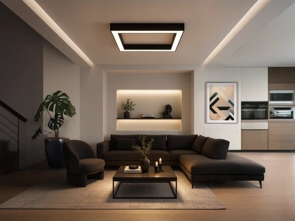 LED stropné svietidlo LED/130W/230V 3000/4000/6500K 100x100 cm čierne