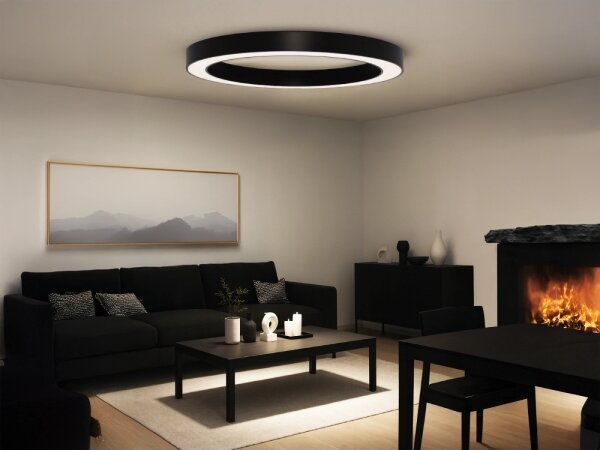 LED stropné svietidlo 115 W / 230 V, s prepínateľnou teplotou svetla 3000/4000/6500 K, priemer 120 cm, čierne