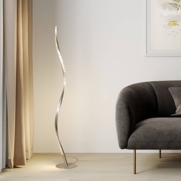 Lindby LED stojacia lampa Criostal, RGBW, stmievateľná, diaľkové ovládanie, Hliník / sivá / zinok, Obývacia izba / jedáleň, Hliník, Moderný