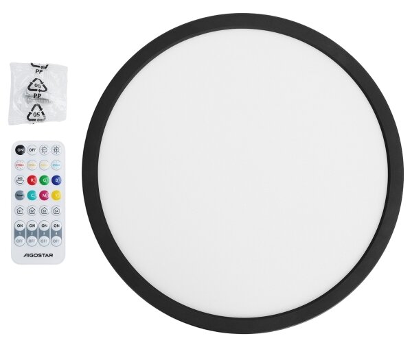 Brilagi - LED RGBW stmievateľné stropné svietidlo VIBE LED/24W/230V 3000-6500K čierne +s diaľkovým ovládaním