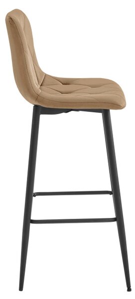 Barová stolička NADO zamatová, hnedá / čierne nohy