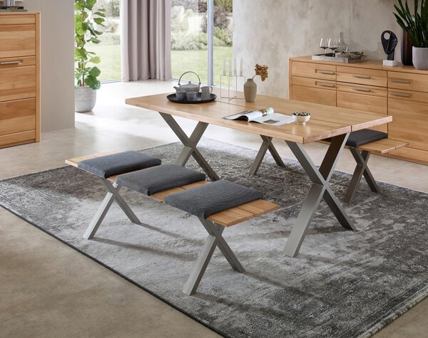 JEDÁLENSKÝ STÔL, jadrový buk, farba buka, niklová, 180/90/74 cm Carryhome - Stoly