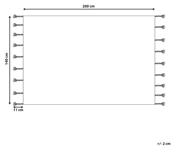 Koberec viacfarebný bavlnený 140 x 200 cm geometrický vzor strapce obdĺžnikový ručne všívaný obývacia izba spálňa