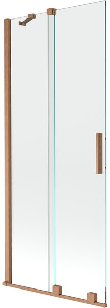 Mexen Velar, 2-krídlová posuvná vaňová zástena 80 x 150 cm, 8mm číre sklo, medená matná, 896-080-000-01-65