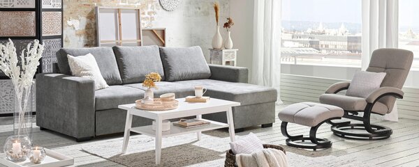 ROHOVÁ SEDAČKA, textil, sivá Carryhome - Sedačky